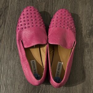 Steve Madden Hot Pink Studded Slip-On Loafers